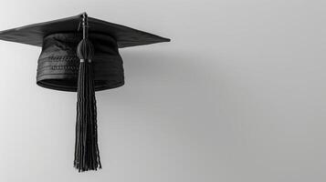 Celebrating Academic Achievement With a Classic Black Graduation Cap and Tassel. photo