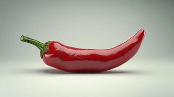 Vibrant Red Chili Pepper Curved Gracefully Against A Clean White Background in Optimal Lighting. photo