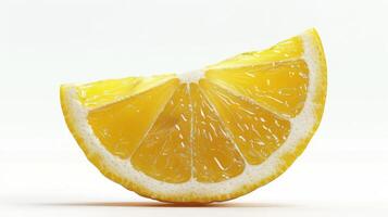 Vibrant Fresh Lemon Slice Displayed on Clean White Surface in Natural Light. photo