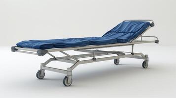 A Unused Hospital Stretcher Waiting for Patients in a Medical Facility During Daylight Hours. photo