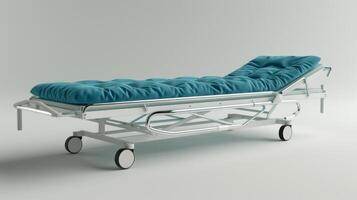 Medical Examination Couch With Adjustable Backrest In A Hospital Setting For Patient Comfort. photo