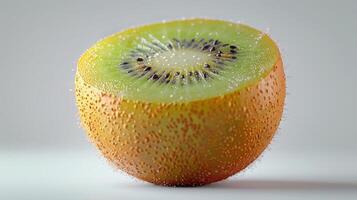 Freshly Cut Kiwi Fruit Displayed on White Background With Juicy Texture and Vibrant Color Enhancing the Appeal for Healthy Eating. photo