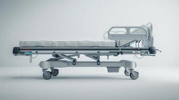 Modern Hospital Bed Designed for Patient Comfort and Care, With Adjustable Features and Smooth Mobility for Medical Facilities. photo