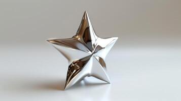 Shiny Silver Star Ornament Spinning Gracefully Against A Plain Background. photo