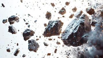 Dramatic Asteroid Explosion Captured in Outer Space During Cosmic Event Near Earth. photo