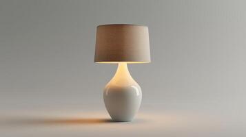 Elegant Ceramic Lamp With Soft Light and Textured Shade Illuminating a Contemporary Living Space. photo