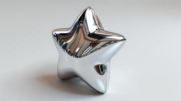 Shiny Star-Shaped Decorative Object Displayed on a Bright White Surface in Modern Interior Setting. photo