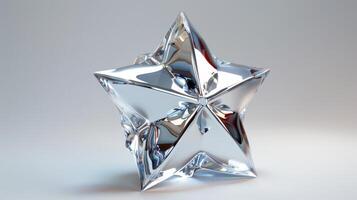 Shiny Metallic Star Sculpture Displayed Against A Plain White Background In A Bright Studio Space. photo
