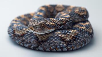 Coiled Snake Displaying Intricate Scale Patterns in Natural Habitat During Daylight Hours. photo
