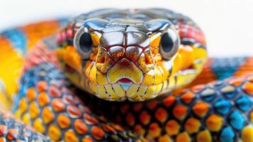 Vibrantly Colored Snake Displaying Intricate Patterns in a Nature Setting During Daylight. photo