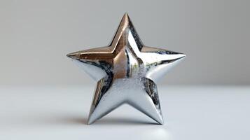 Shiny Metallic Star-Shaped Ornament Decorated With Reflections and Highlights. photo