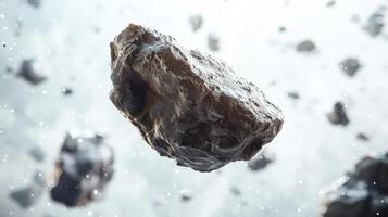 Unique Brown Rock Floating Against a White Background in Natural Light. photo
