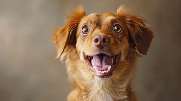 Joyful Dog With Floppy Ears Captured in a Studio During Late Afternoon Light photo