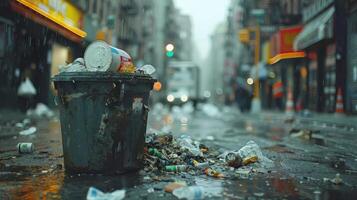 Urban Decay Captured on a Rainy Afternoon in the Heart of City Streets photo