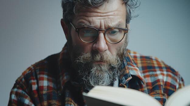 Captivated Reader Immersed in Fiction During a Cozy Evening at Home photo