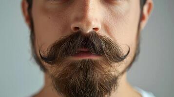 A Close-Up Portrait of a Man With an Impressive Mustache and Full Beard in Natural Light photo