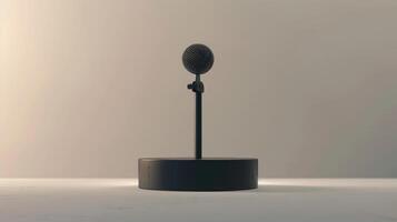 Anticipation Builds for the Upcoming Performance With a Spotlighted Microphone on a Simple Stand photo