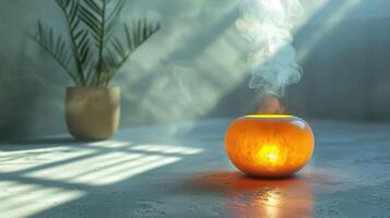Enchanting Aroma Diffuser in Relaxing Room Bathed in Morning Light photo