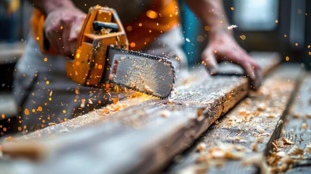 elaboración obras maestras mediante carpintería tecnicas a un taller en el temprano Mañana ligero foto