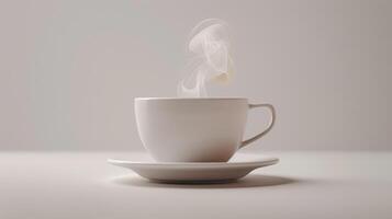 A Serene Morning Ritual of Sipping Hot Coffee in a Tranquil Setting photo