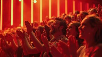 Captivating Evening Concert Experience With Enthusiastic Applause and Dramatic Lighting photo