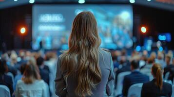 Engaged Audience at a Professional Conference in a Bustling Convention Center During the Afternoon Session photo