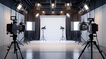 Creative Photography Studio Setup Featuring Professional Lighting and Equipment for Captivating Portraits photo