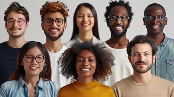 A Diverse Group of Friends Smiling Together in a Bright Studio During Daytime photo