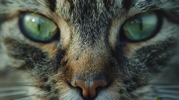Captivating Close-Up Of A Feline's Mesmerizing Green Eyes In Soft Morning Light photo