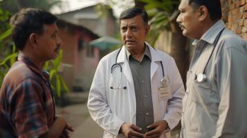 Community Health Workers Engaging With Local Residents in a Rural Village During Morning Hours photo