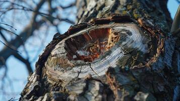 An Intricate Close-Up Of A Tree Stump In Vibrant Nature On A Sunny Day photo