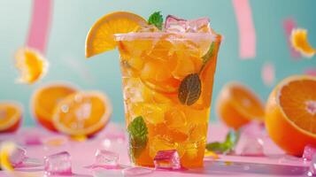 Refreshing Citrus Beverage With Vibrant Colors Enjoyed on a Bright Summer Afternoon photo