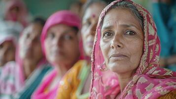 Women Engaged in a Meaningful Discussion While Draped in Colorful Traditional Attire photo