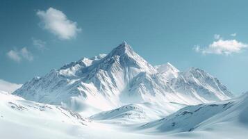 Majestic Snow-Capped Mountain Peaks Under a Brilliant Blue Sky During Bright Winter Daylight photo