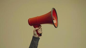 A Bold Expression of Voice Unleashed With a Vibrant Megaphone Against a Subtle Background photo