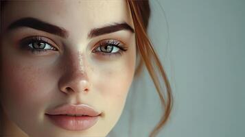 Captivating Close-Up of a Young Woman With Striking Features and Natural Light photo