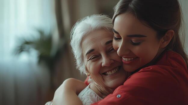 A joyful moment shared between two generations filled with love and affection photo