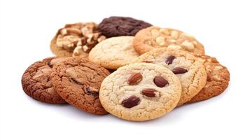 Assorted Cookies Displayed on a Simple White Surface in Bright Lighting photo
