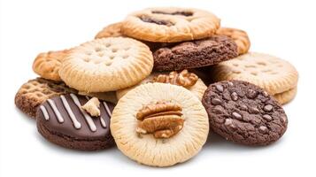 A Delicious Assortment of Homemade Cookies Piled High on a Bright Background photo