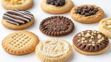Colorful Assortment of Decorated Cookies on a White Surface for Celebratory Occasions photo