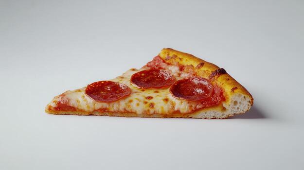 A Delicious Slice Of Pepperoni Pizza On A Simple White Background During Daytime photo
