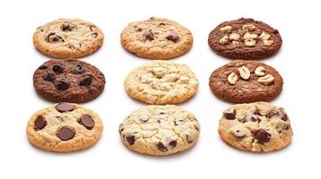 Assorted Homemade Cookies Displayed on a White Surface Perfect for Treats and Gatherings photo