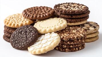 Delicious Assortment of Handmade Cookies Displayed on a White Background photo