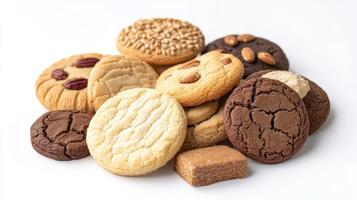 A Variety Of Homemade Cookies Brought Together On A White Surface For A Delicious Treat photo
