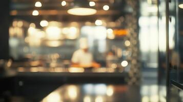 Chef Preparing Cuisine in a Busy Restaurant Kitchen During Evening Dinner Service photo