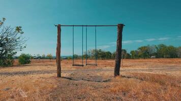 Lonely Rustic Swing Set in a Dry Field video