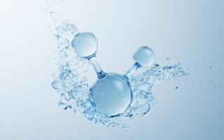 Molecule and flowing water liquid background, 3d rendering. photo