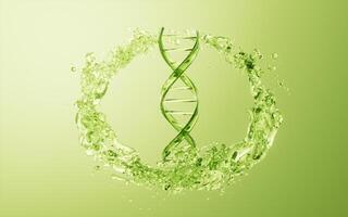 DNA and flowing water liquid background, 3d rendering. photo