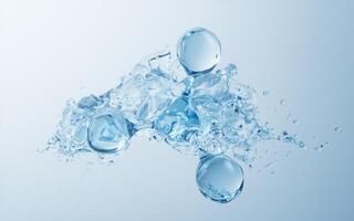 Molecule and flowing water liquid background, 3d rendering. photo