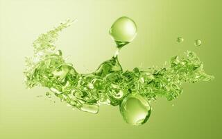 Molecule and flowing water liquid background, 3d rendering. photo